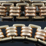 1940's Constantine & Floyd? 2 Tone Solid 10K Gold Link 7" Chain Retro Bracelet, Olde Towne Jewelers, Santa Rosa CA.