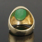 Heavy Solid 14K Gold & Oval Apple Green Jade Cabochon Estate Cigar Band, Ring, Olde Towne Jewelers, Santa Rosa CA.