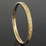 Solid 18K Gold & .96 CTW OMC Diamond, 7 1/4" Engraved Floral Bangle Bracelet