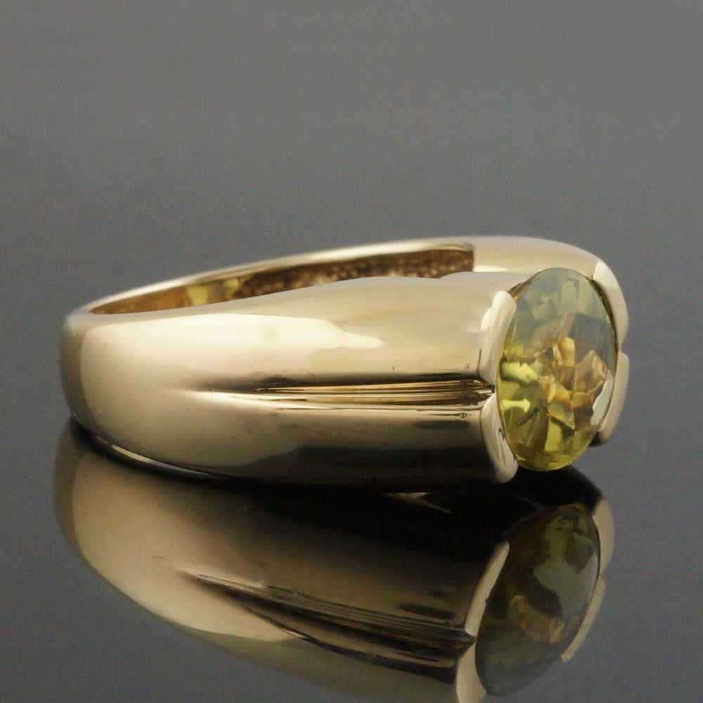 Solid 14K Yellow Gold Scalloped Shoulder & 4.70 Ct Lemon Citrine Estate Ring, Olde Towne Jewelers, Santa Rosa CA.