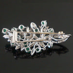Retro Solid 18K White Gold, 1.80 CTW Emerald & Diamond, Estate Pendant Brooch, Olde Towne Jewelers, Santa Rosa CA.
