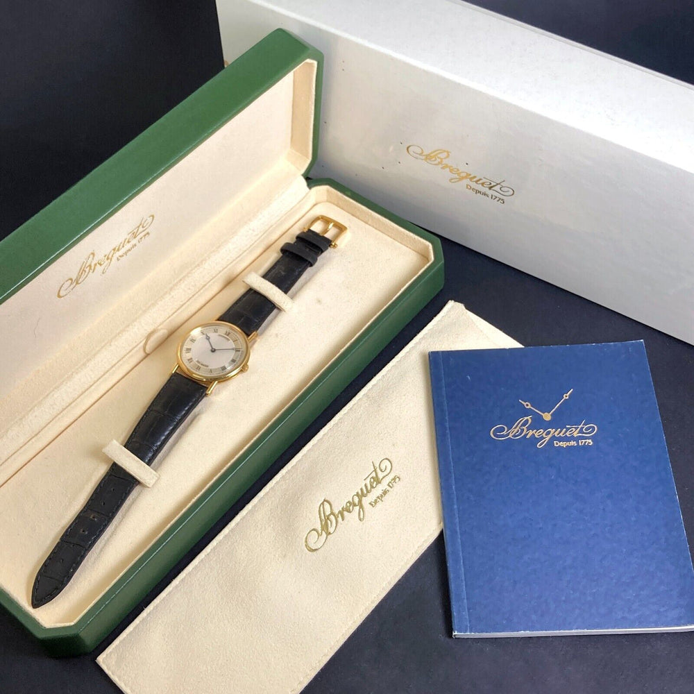 Stunning Breguet 3500 Classique Solid 18K Gold Hand Winding Dress Watch, Box & Books