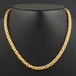 Massive Solid 18K Yellow Gold & Platinum 17.5" Braided Spiga Wheat Necklace, 62g