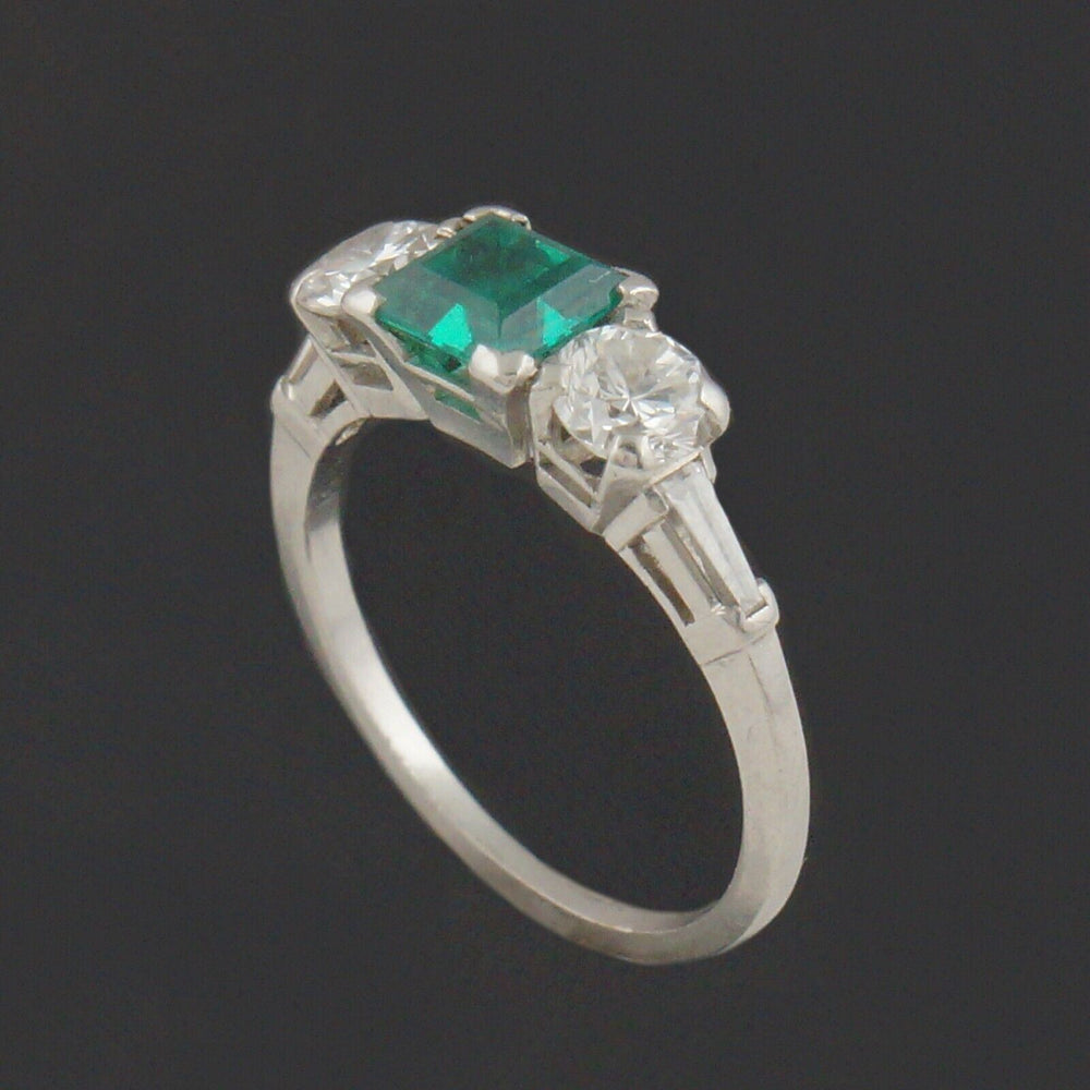 Platinum .66 Ct Emerald & .64 CTW Diamond Estate Wedding Band, Engagement Ring, Olde Towne Jewelers, Santa Rosa CA.