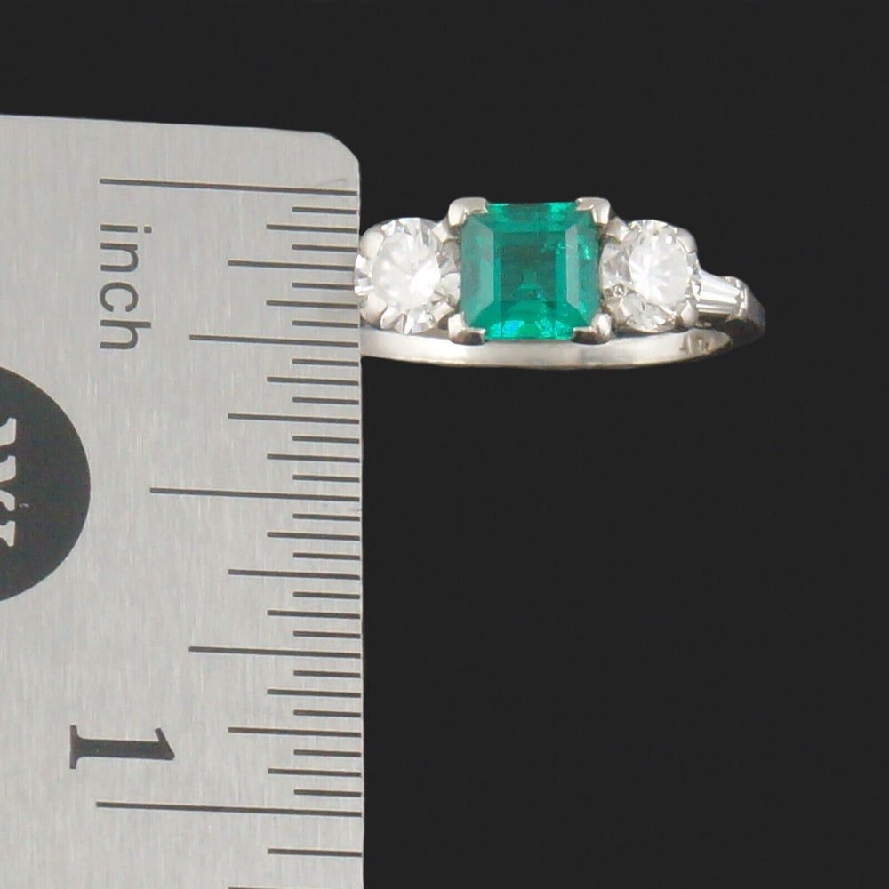 Platinum .66 Ct Emerald & .64 CTW Diamond Estate Wedding Band, Engagement Ring, Olde Towne Jewelers, Santa Rosa CA.