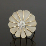 Solid 14K Yellow Gold, Frosted Crystal & .24 CTW Diamond Estate Ballerina Ring, Olde Towne Jewelers, Santa Rosa CA.