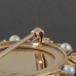 Rare Antique Limoges Solid 18K Gold Diamond Pearl Polychrome Enamel Pin, Brooch, Olde Towne Jewelers, Santa Rosa CA.