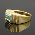 Tiffany & Co. Scalloped Solid 18K Yellow Gold & 2.30 Ct. Blue Topaz Estate Ring