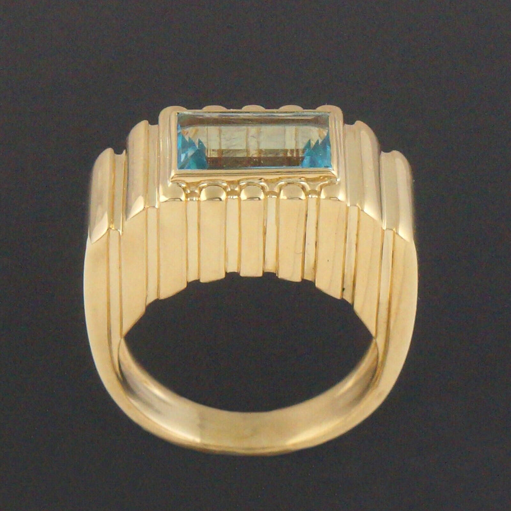 Tiffany & Co. Scalloped Solid 18K Yellow Gold & 2.30 Ct. Blue Topaz Estate Ring, Olde Towne Jewelers, Santa Rosa CA,