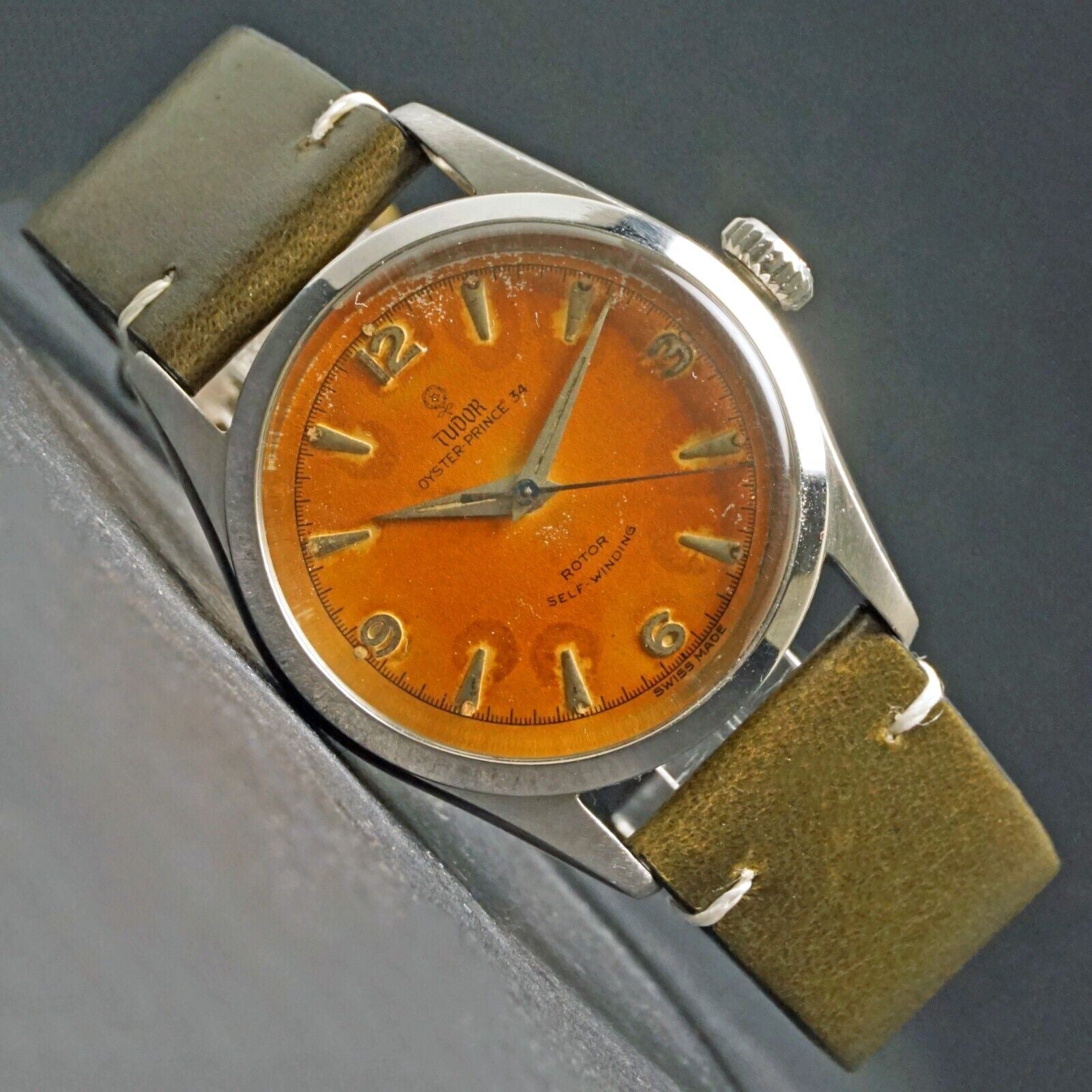 Stunning Tudor 7909 Oyster Prince Stainless Steel Rare Tropical Dial M ...