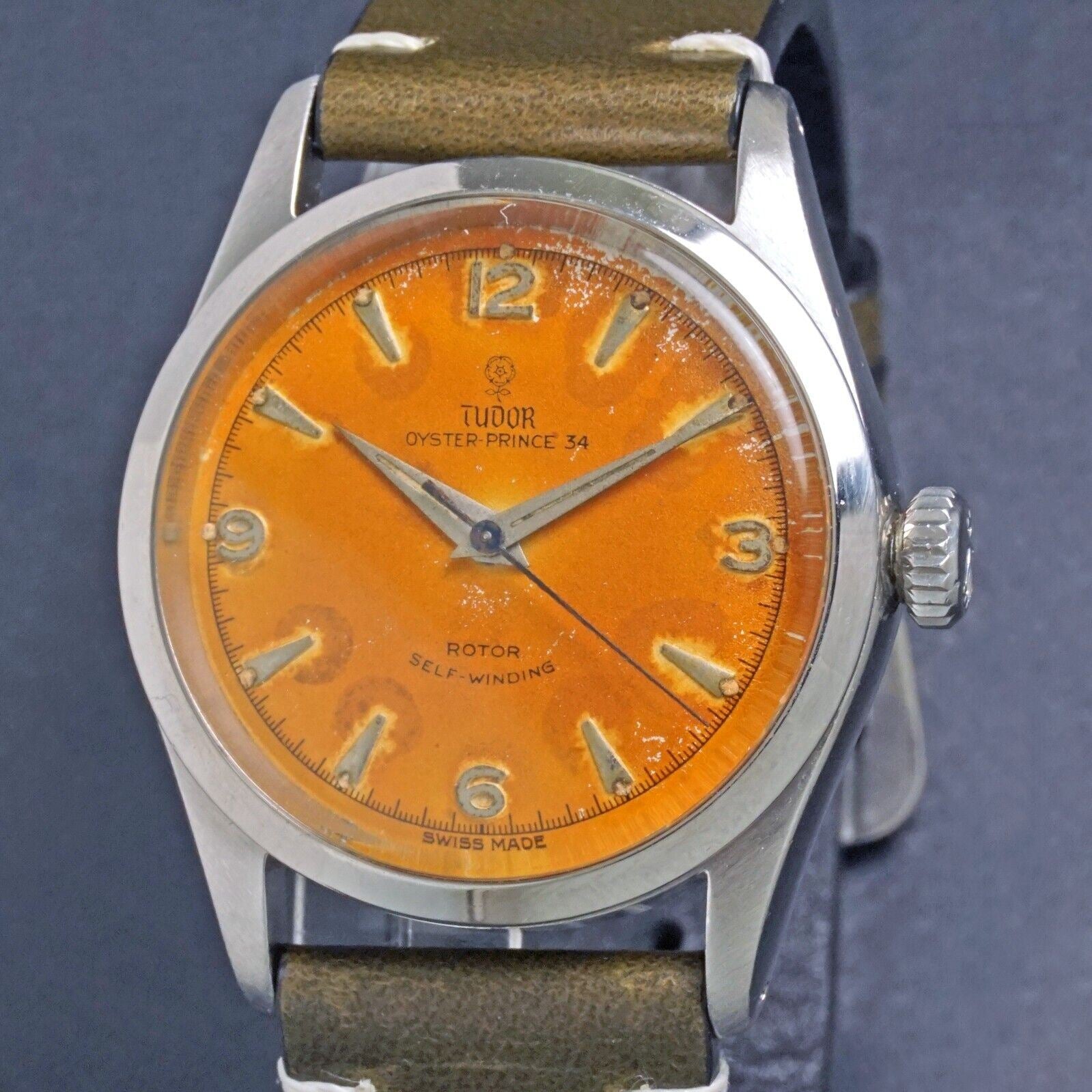 Stunning Tudor 7909 Oyster Prince Stainless Steel Rare Tropical Dial M ...