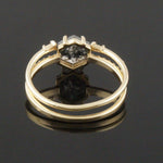 Alexis Russell 14K Gold & 1.23 Ct Salt & Pepper Hexagon Diamond Engagement Set, Olde Towne Jewelers, Santa Rosa CA,