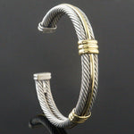 David Yurman Sterling Silver & Solid 18K Gold Double Row Spacer Cuff Bracelet, Olde Towne Jewelers, Santa Rosa CA.