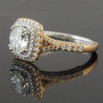 Verragio Rose & White Gold 1.50 CT Diamond Halo Engagement Ring 2.23 CTW w/ Cert