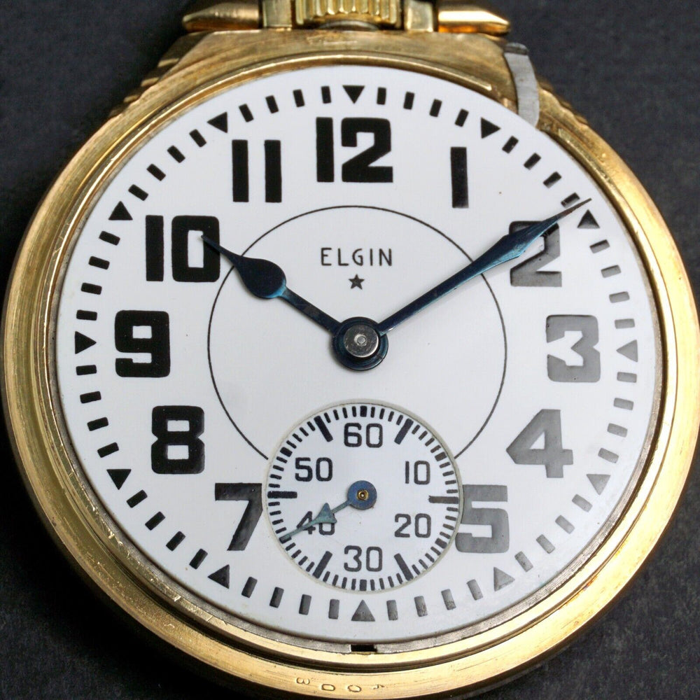 1933 Elgin BW Raymond 21J 16S Railroad Pocket Watch Mare Island
