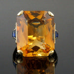 Large Solid 14K Yellow Gold, 40 Ct. Citrine & 3.20 CTW Sapphire Cocktail Ring, Olde Towne Jewelers, Santa Rosa CA.