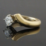 Solid 18K Gold & 1.0 Ct. Diamond Solitaire Comfort Fit Overlap Engagement Ring
