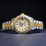 Stunning 1991 Rolex 69173 Lady Datejust Diamond Mother of Pearl Dial Bezel Watch, Olde Towne Jewelers, Santa Rosa CA.