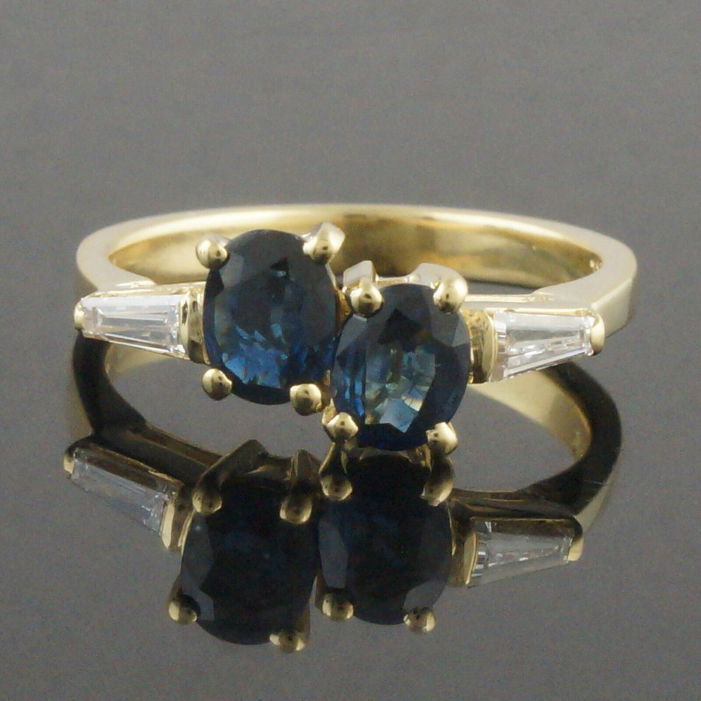 Vintage Solid 14K Yellow Gold, .90 CTW Sapphire & Diamond Accent Estate Ring