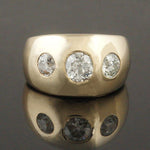 Solid 14K Yellow Gold 1.26 CTW Old Mine Cut Diamond Cigar Band, Estate Dome Ring