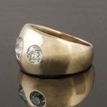 Solid 14K Yellow Gold 1.26 CTW Old Mine Cut Diamond Cigar Band, Estate Dome Ring, Olde Towne Jewelers, Santa Rosa CA