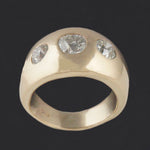Solid 14K Yellow Gold 1.26 CTW Old Mine Cut Diamond Cigar Band, Estate Dome Ring, Olde Towne Jewelers, Santa Rosa CA