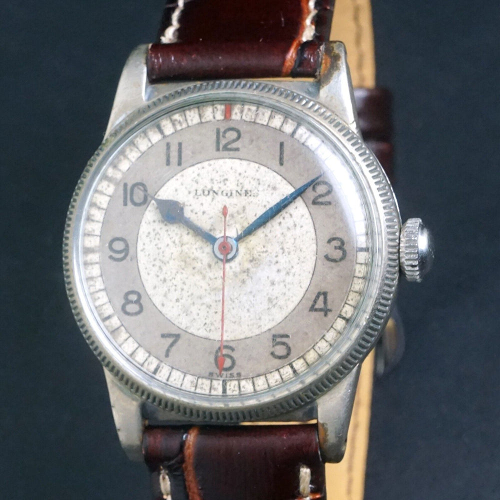 Rare 1940 Longines Rare Dial Military 30mm WWII Era Watch, Gorgeous Original, Olde Towne Jewelers, Santa Rosa CA.