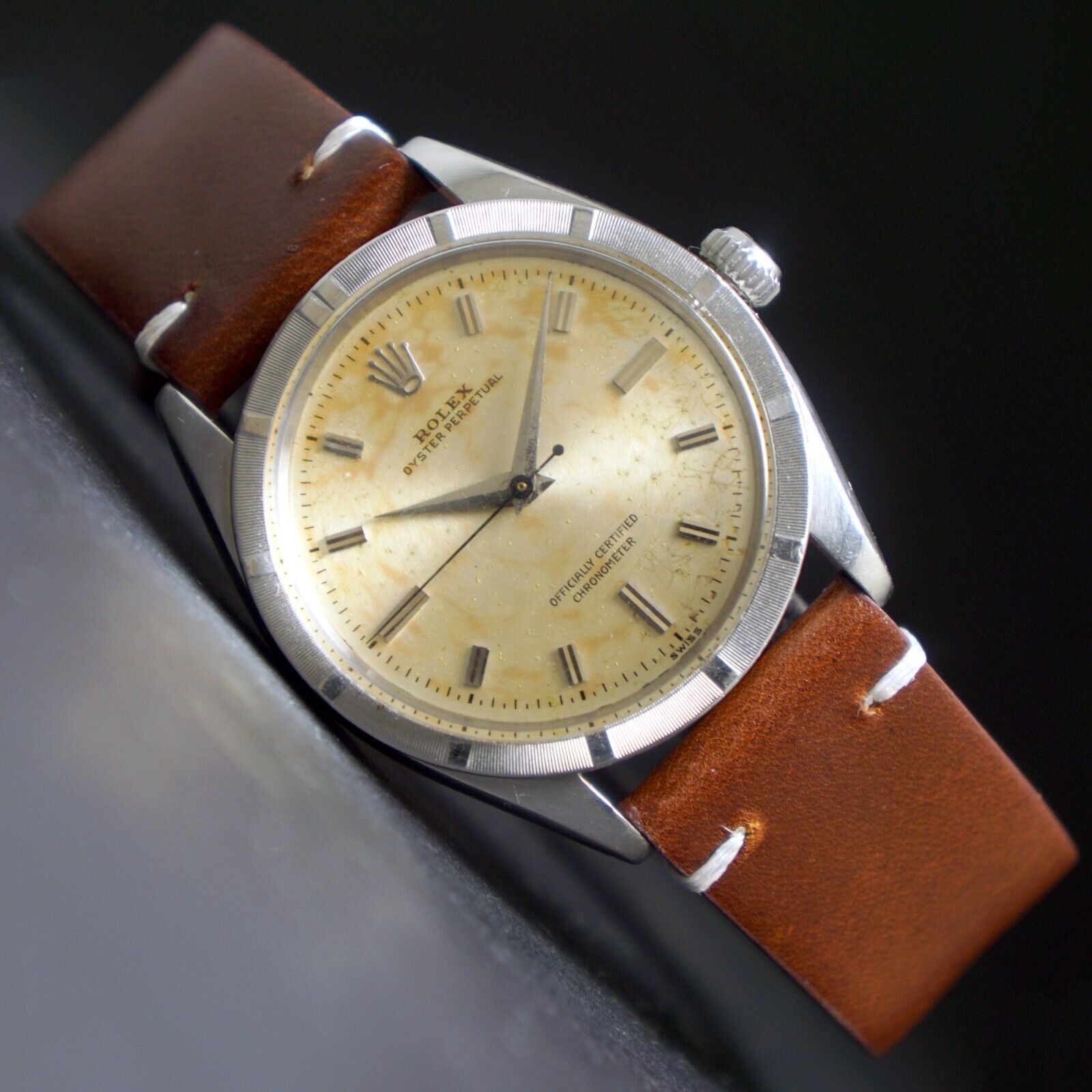 Stunning 1957 Rolex 6569 Oyster Perpetual Stainless Steel 34mm Tropica ...