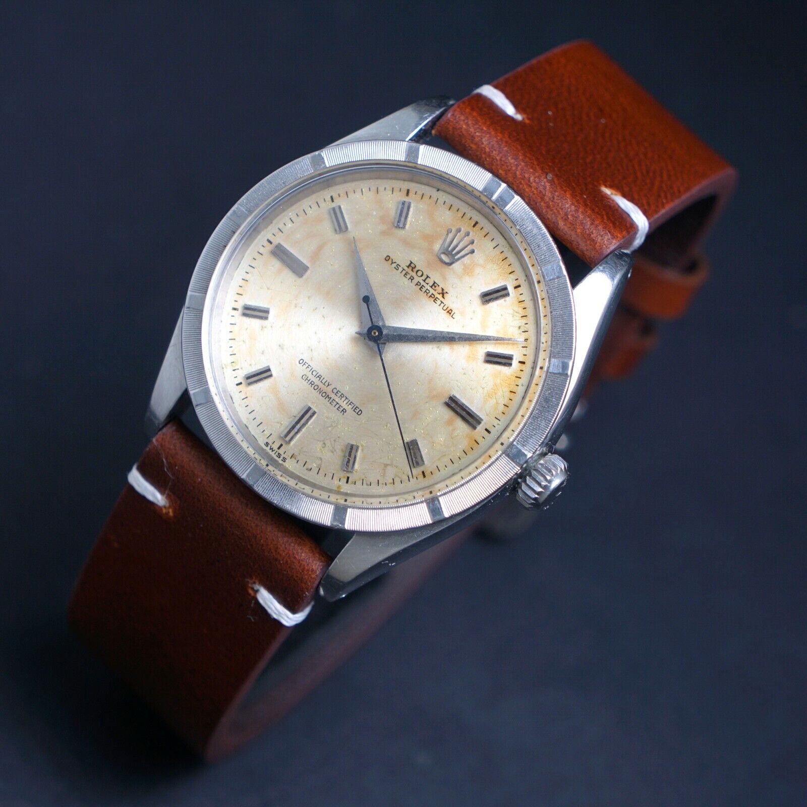 Stunning 1957 Rolex 6569 Oyster Perpetual Stainless Steel 34mm Tropica ...