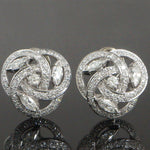 Mid Century Platinum 5.6CTW Marquise Diamond Infinity Knot Ear Clip Earrings