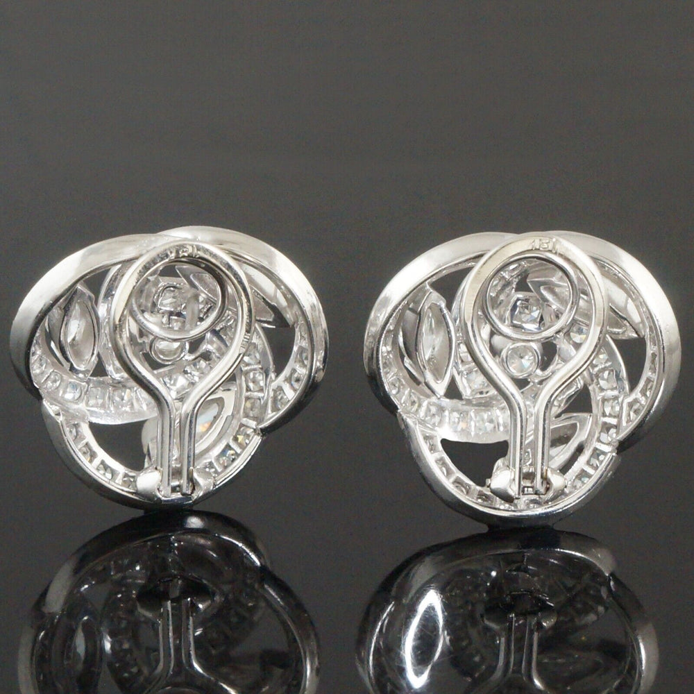 Mid Century Platinum 5.6CTW Marquise Diamond Infinity Knot Ear Clip Earrings, Olde Towne Jewelers, Santa Rosa CA.