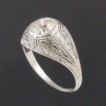 Exquisite c1910 Platinum Filigree 1.30 CTW OMC Diamond Engagement, Wedding Ring, Olde Towne Jewelers, Santa Rosa CA.