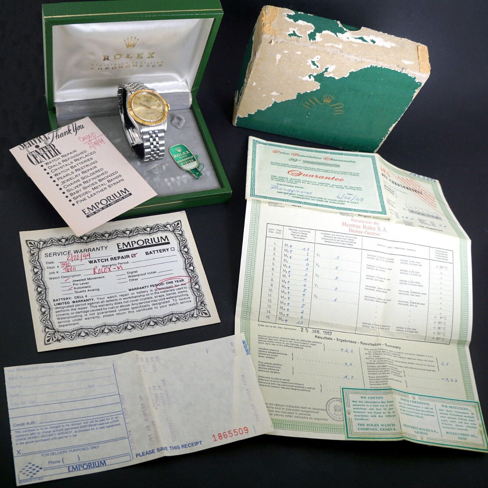 1966 Rolex 1625 Datejust Thunderbird Turn-O-Graph Watch, Amazing Orig Package!