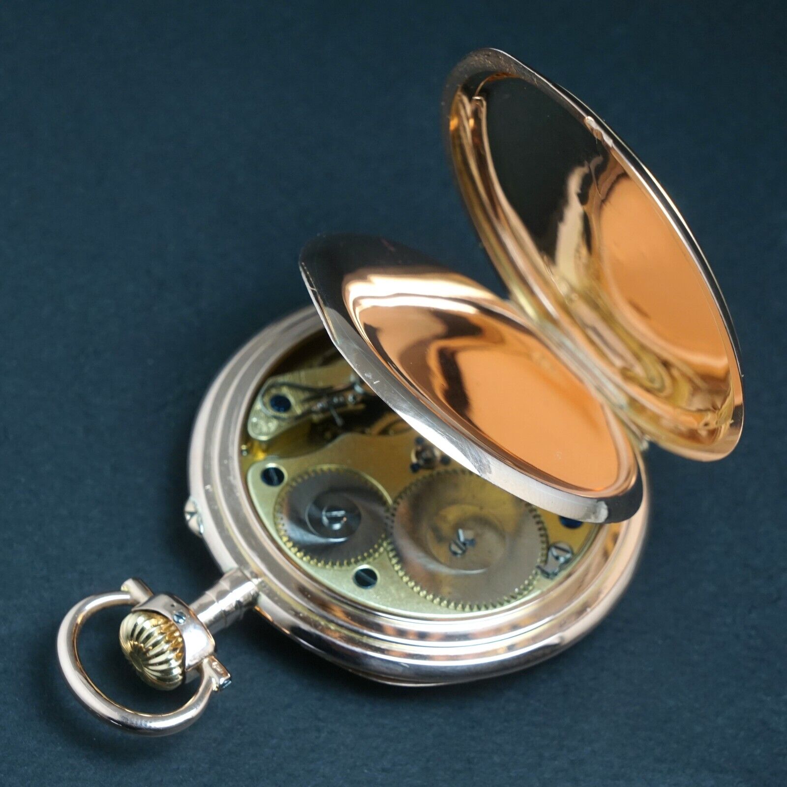 Glashutter Large Glashutter Uhren Fabrik AKT-Ges Glashutte 14K Rose Gold Pocket W ...