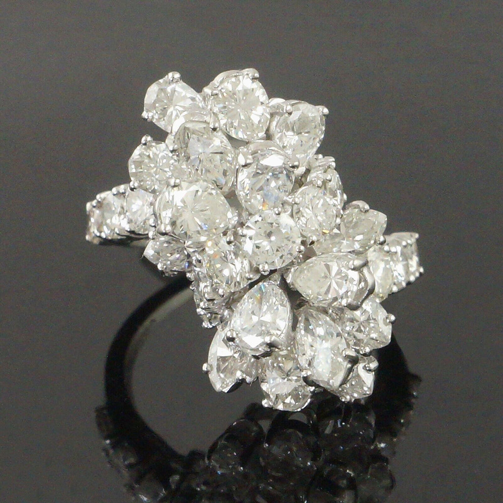 Platinum 4.00 CTW Waterfall Set Pear & Round Diamond Wedding Anniversary Ring