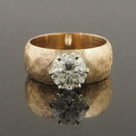 Wide Solid 14K Yellow Gold Florentine 1.60 Ct. Diamond Solitaire Engagement Ring, Olde Towne Jewelers, Santa Rosa CA.