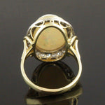 Solid 14K Yellow Gold Filigree 12.0 Ct Opal & .50 Ctw Diamond Halo Cocktail Ring, Olde Towne Jewelers, Santa Rosa CA.