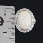 Solid 14K Yellow Gold Filigree 12.0 Ct Opal & .50 Ctw Diamond Halo Cocktail Ring, Olde Towne Jewelers, Santa Rosa CA.