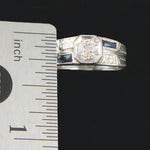 1930's Art Deco Engraved Solid 18K Gold .40 CTW OEC Diamond & Sapphire Ring, Olde Towne Jewelers, Santa Rosa CA.