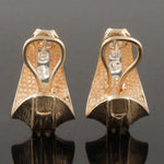Modernist Solid 14K Yellow Gold 2.40 CTW Channel Diamond Huggie J Hoop Earrings, Olde Towne Jewelers, Santa Rosa CA.