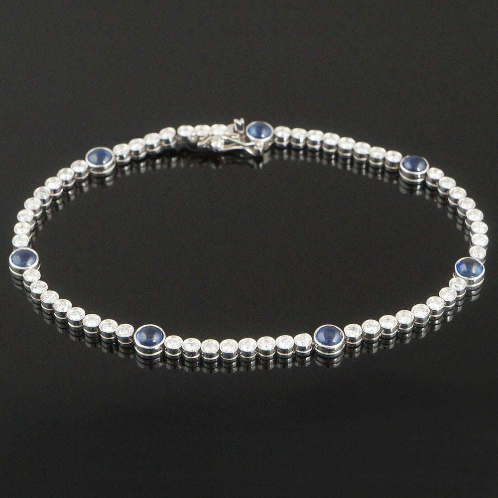 Platinum, 3.75 CTW Sapphire & 1.65 CTW Diamond Link Line, 7" Tennis Bracelet
