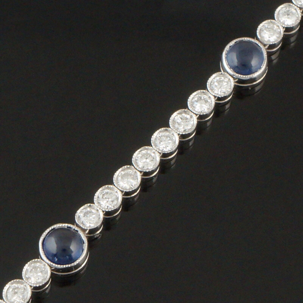 Platinum, 3.75 CTW Sapphire & 1.65 CTW Diamond Link Line, 7" Tennis Bracelet, Olde Towne Jewelers, Santa Rosa CA.