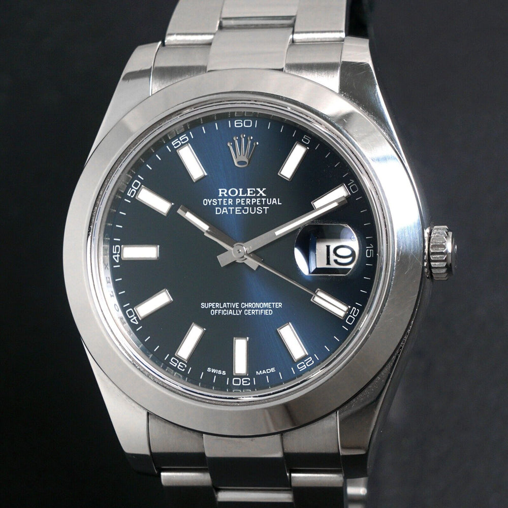 Stunning Rolex 116300 Datejust II Blue Dial Stainless Steel 41mm Watch XLNT Olde Towne Jewelers, Santa Rosa CA.