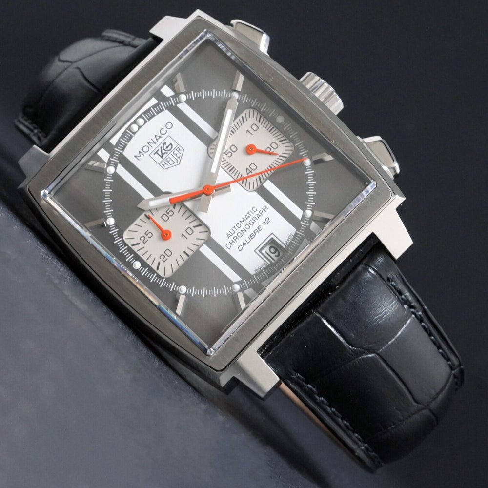 Unworn Tag Heuer Monaco CAW211N Gray Dial Stainless Steel Chronograph Watch MINT