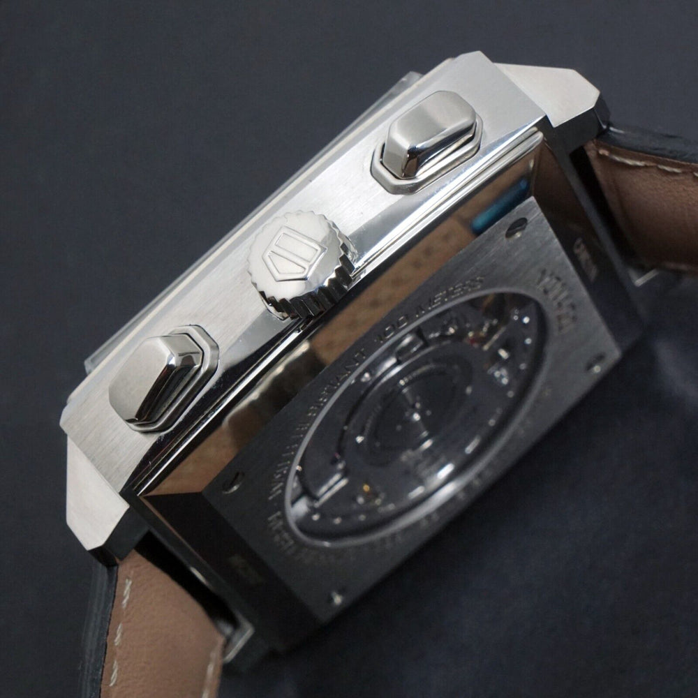 Unworn Tag Heuer Monaco CAW211N Gray Dial Stainless Steel Chronograph Watch MINT, Olde Towne Jewelers, Santa Rosa CA.