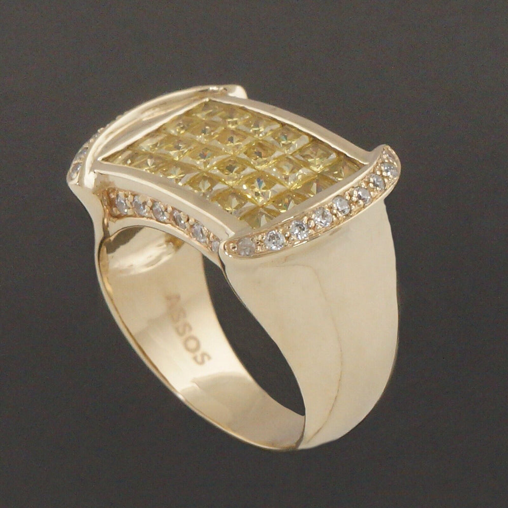 Solid 14K Gold 1.50 Ctw Fancy Yellow Irradiated Diamond & White Diamond Ring, Olde Towne Jewelers, Santa Rosa CA.