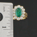 Solid 18K Yellow Gold, 2.50 Ct Oval Emerald & .77 CTW Diamond Halo Estate Ring, Olde Towne Jewelers, Santa Rosa CA.