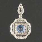 Solid 18K White Gold Filigree, 2.0 Ct Tanzanite & .35 CTW Diamond Estate Pendant, Olde Towne Jewelers, Santa Rosa CA.