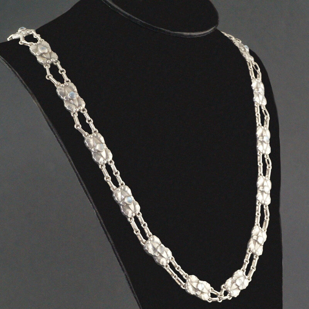 1915 Georg Jensen Denmark 830 Silver #2 Moonstone Leaves Berries Motif Necklace, Olde Towne Jewelers, Santa Rosa CA.