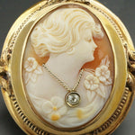 Solid Gold & .16 ct OMC Diamond Cameo, GF Mourning Locket Pin Brooch Pendant, Old Towne Jewelers, Santa Rosa CA.